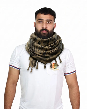 Cotton Afghani Shemag Patka – Dusky Yellow/Black