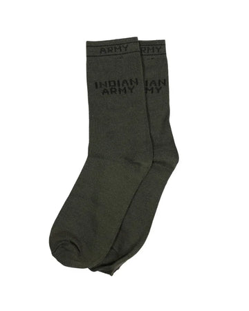 Indian Army Sports Socks Black Strip and Typography Pack of 3 – Olive Green
